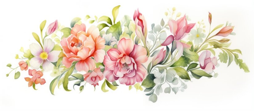 Floral painting in watercolors With copyspace for text