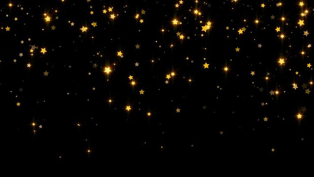 golden shiny and glittering stars and particles on dark background, abstract luxury 4k wallpaper, event and concert wall design element	