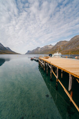 Ersfjordbotn is one of the most popular fjords around Tromso, beautiful Ersfjorden fjord in Kvaloya - 657326870
