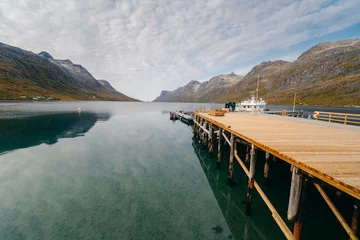 Fototapete Rund Ersfjordbotn is one of the most popular fjords around Tromso, beautiful Ersfjorden fjord in Kvaloya © Marek