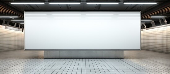 Empty advertising display in subway station With copyspace for text