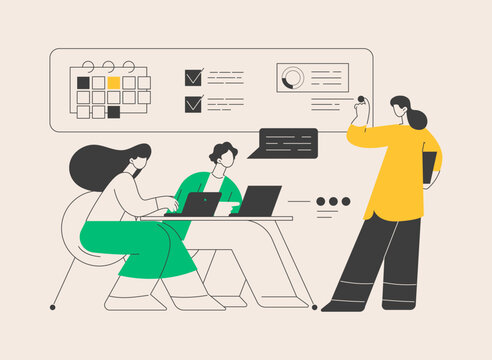 Managers workshop abstract concept vector illustration.