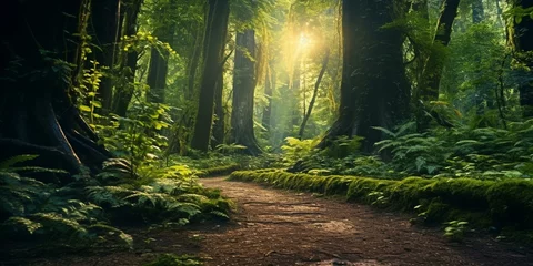 Poster Im Rahmen enchanted path through magical forest cinematic 4k © Young