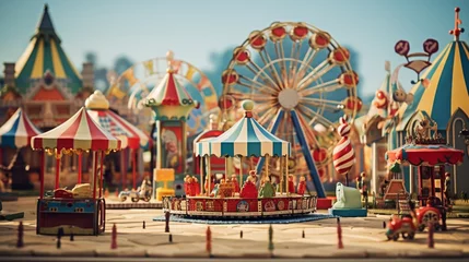 Foto auf Leinwand a miniature carnival with rides, games, and colorful attractions. © M Arif