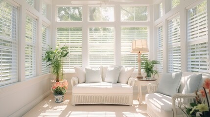 Bright and Airy Sunroom with White Curtains