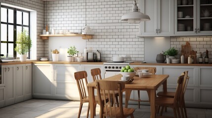 Chic Kitchen with White Subway Tiles 