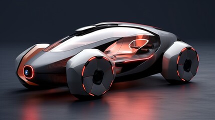 a luxury electric car with a futuristic look, aerodynamic design, and details like a charging port.
