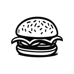 Burger illustration. Black and white vector