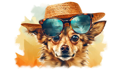 dog with glasses on a transparent background