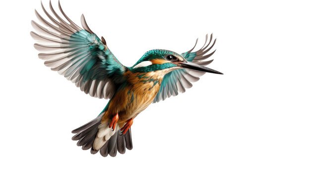 Kingfisher flying on transparent background