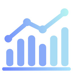 Minimal gradient icon showing bar and line charts, symbolizing growth, data analytics, and business performance.
