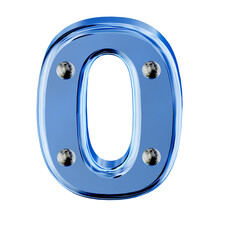 Blue symbol with metal rivets. number 0