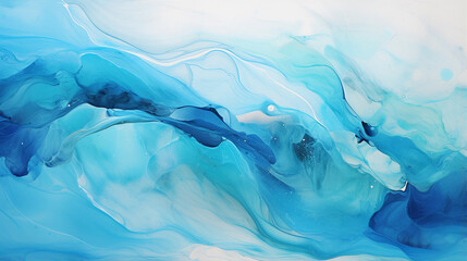   Abstract Artwork with Swirling Patterns of Blue and White