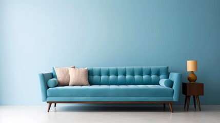 Minimalistic Home Elegance: Turquoise Sofa