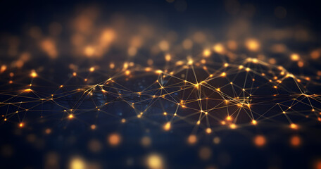 Abstract Computer Network Imagery in Orange and Blue