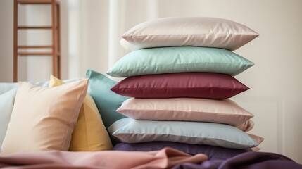 Stack of modern colorful pillows