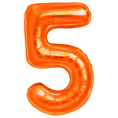 Watercolor hand drawn number shaped balloons