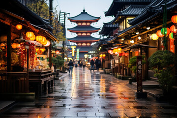 Obraz premium Kyoto's Vibrant Marketplace, Exploring the Bustling Shopping District