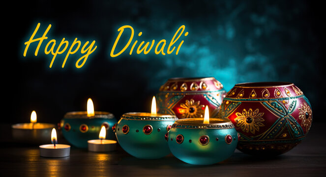 Banner Happy Diwali indian festival celebration background.