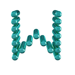 Symbol made of 3d cylinders. letter w