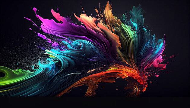 Abstract Creative unique looking paint water color splash art explodes with colorful water color abstract background Ai generated image