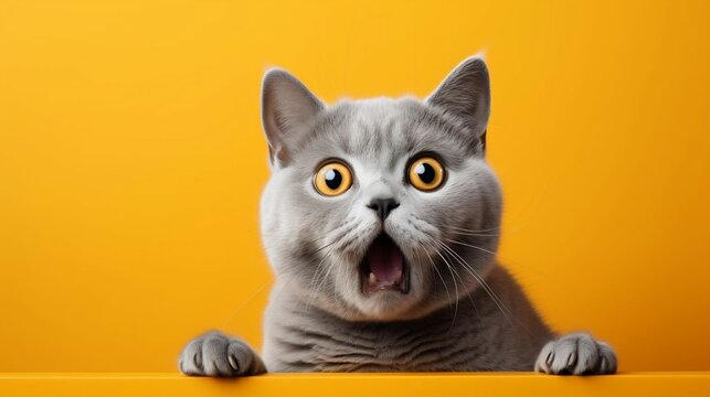 British Shorthair cat looks shocked or surprised.cool wallpaper	