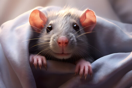 Liebenswerte Gef&auml;hrten: Niedliche Ratte als intelligentes und neugieriges Haustier