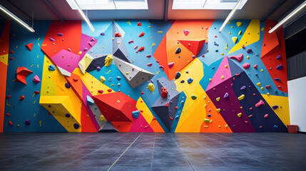 Grey wall with climbing holds in gym - obrazy, fototapety, plakaty