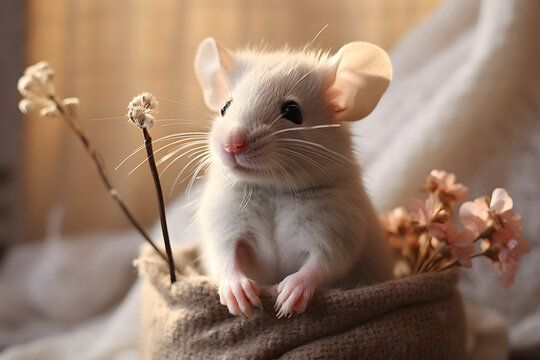 Liebenswerte Gef&auml;hrten: Niedliche Ratte als intelligentes und neugieriges Haustier