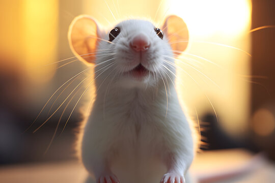 Liebenswerte Gef&auml;hrten: Niedliche Ratte als intelligentes und neugieriges Haustier