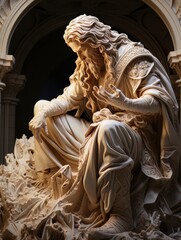 Statue of the son of God Jesus Christ on the throne. AI
