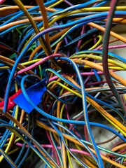 Automotive wiring that was dismantled after repairs.