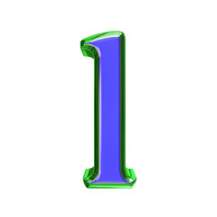 Blue 3d symbol in a green frame. letter l