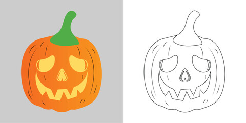 Pumpkin Halloween Coloring Page for Kids Vector