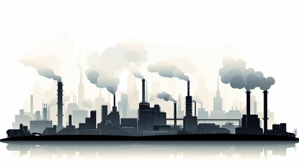 Obraz premium Silhouette of industrial factories on a white background