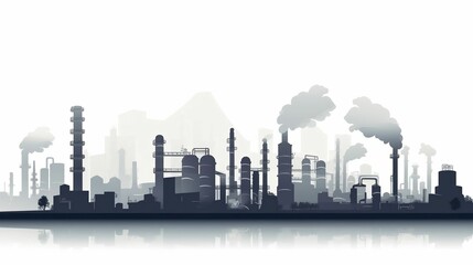 Fototapeta premium Silhouette of industrial factories on a white background