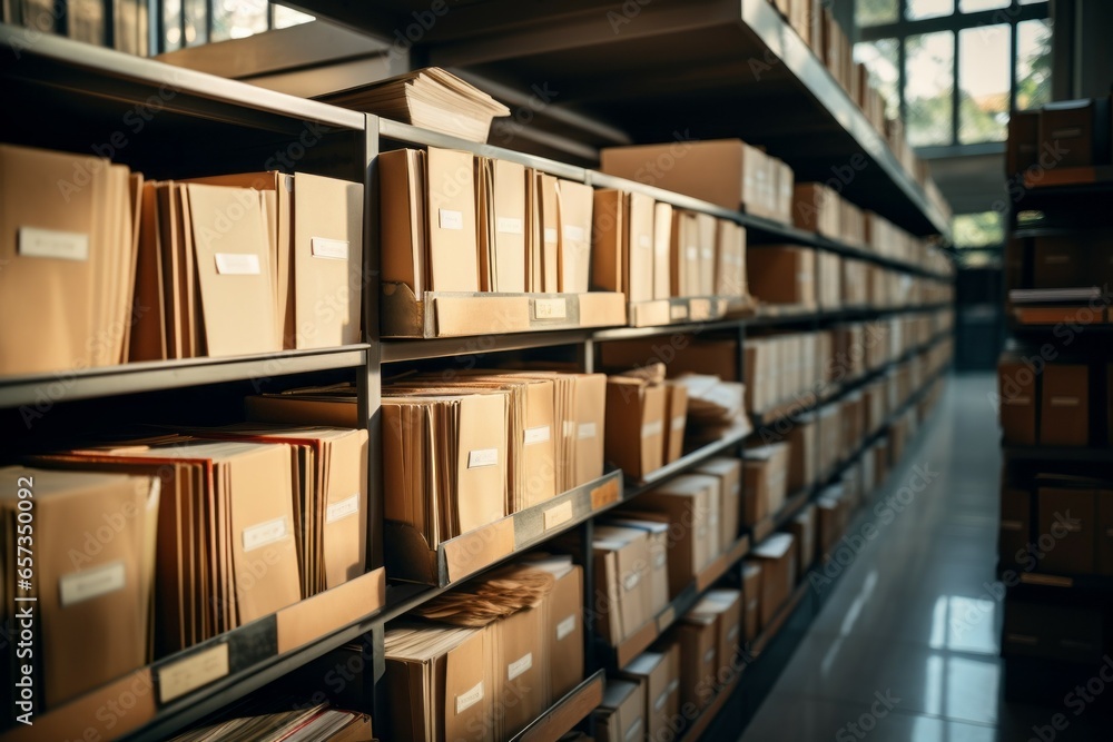 Poster archive of paper documents. background with selective focus and copy space