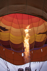 hot air balloon inflated with open flame