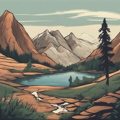 mountainous natural landscape illustration background