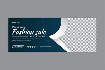 Creative Fashion sale social media facebook cover  timeline web ad banner template with photo place modern layout  - obrazy, fototapety, plakaty
