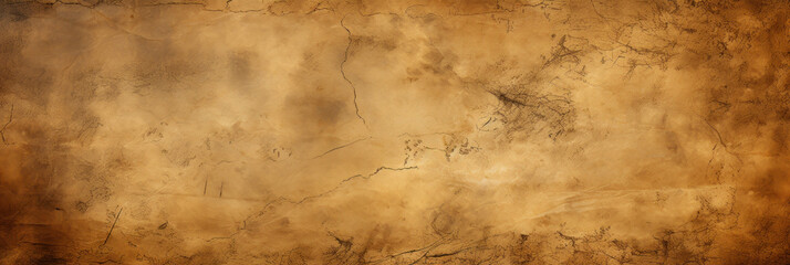 Old worn paper, panoramic wide banner of vintage grungy parchment