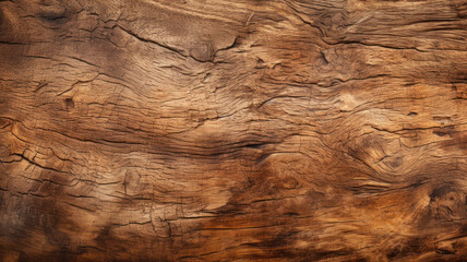 Naklejka premium Old brown wood texture background, cracked timber with wavy structure