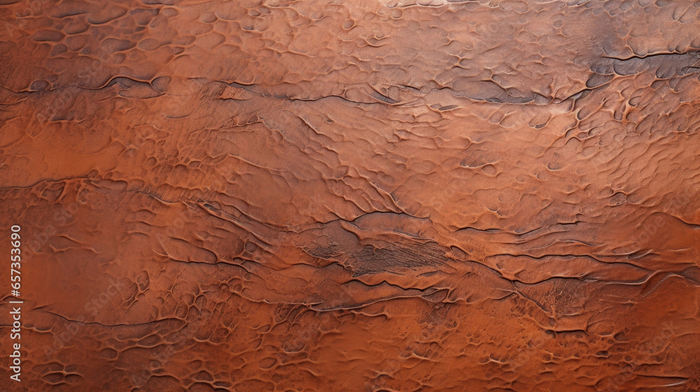 Poster closeup of a burnt copper texture with a hammered and textured finish. the surface is a dark, matte 