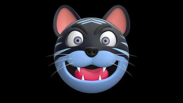 Black Water Tiger Emoji with transparent (alpha) background