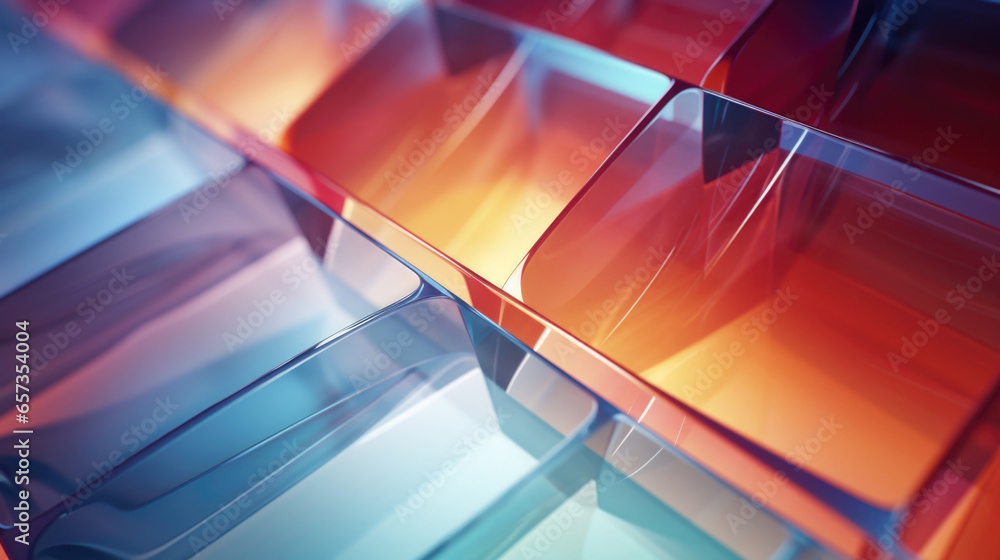 Aufkleber closeup of delicate prismatic glass, characterized by thin, overlapping layers that create a 3d effe