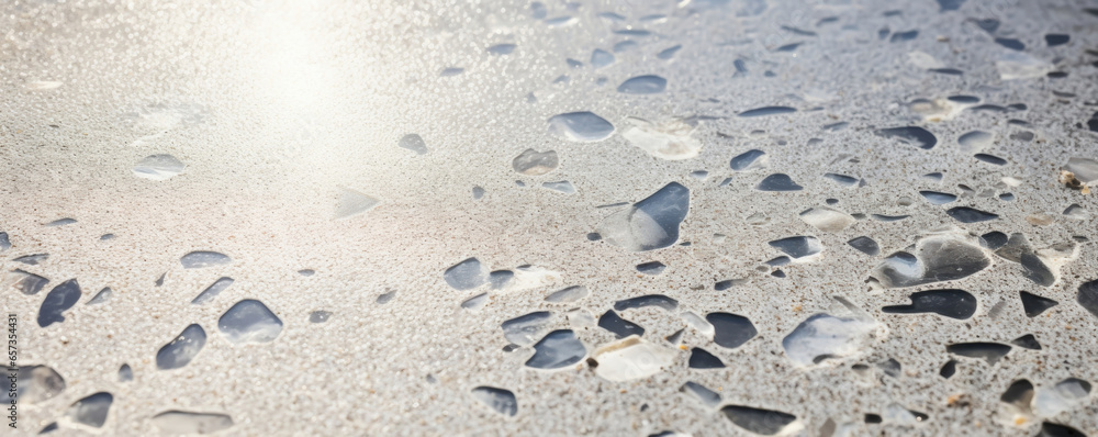 Poster closeup of polished aggregate concrete the smooth and shiny surface of the concrete highlights the u