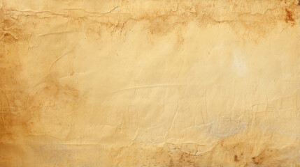 Texture of vintage wrinkled paper with a yellowed patina and frayed edges.
