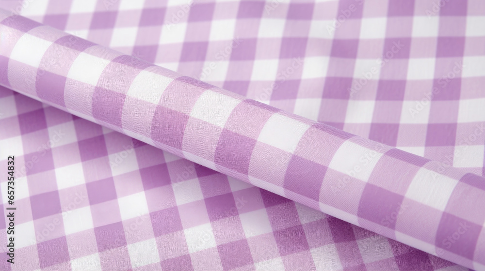Poster closeup of gingham fabric in a fun and playful design, featuring a mix of varying sized checked squa