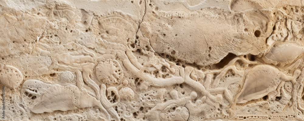 Aufkleber closeup of limestone with chambered cephalopods the texture of this limestone is composed of elongat