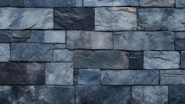 Closeup of Bluestone tiles, showcasing their unique deep bluegray hues and irregular, rugged texture.